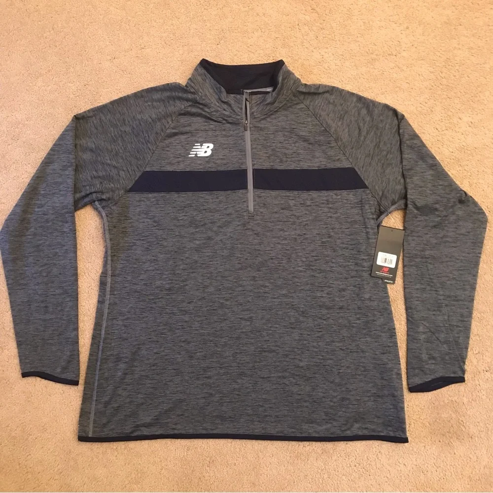 New Balance Athletic Pullover Quarter Zip NEW Womens Plus Size 2XL XXL Grey Navy - Picture 1 of 10